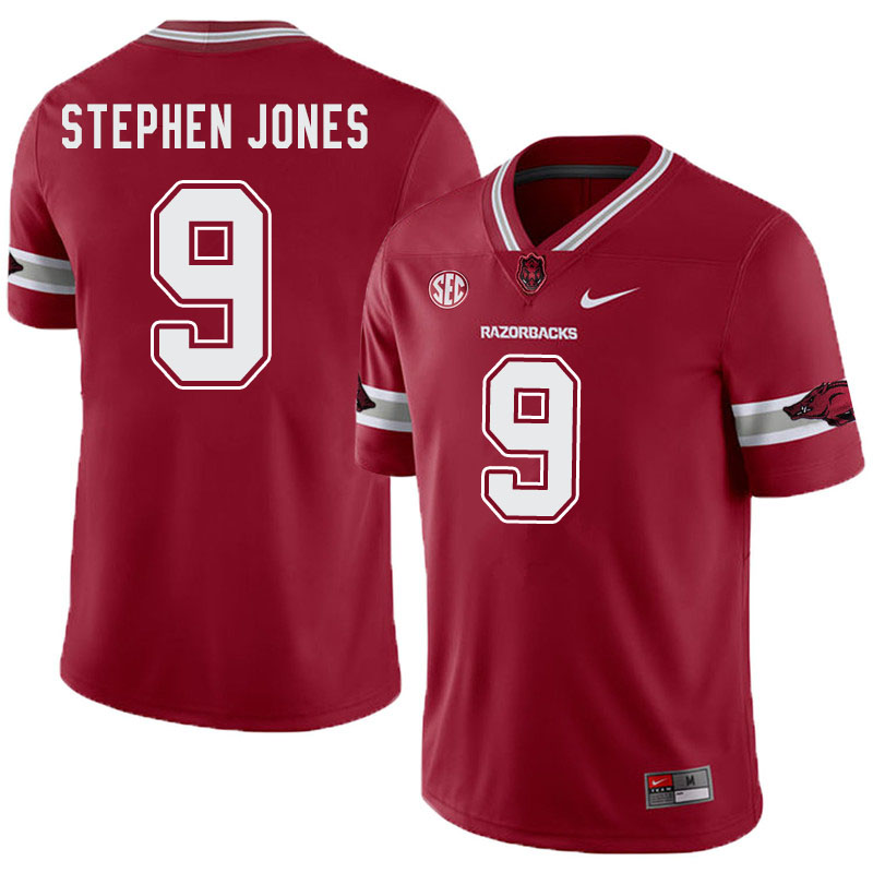 Men #9 John Stephen Jones Arkansas Razorbacks College Football Alternate Jerseys-Cardinal - Click Image to Close